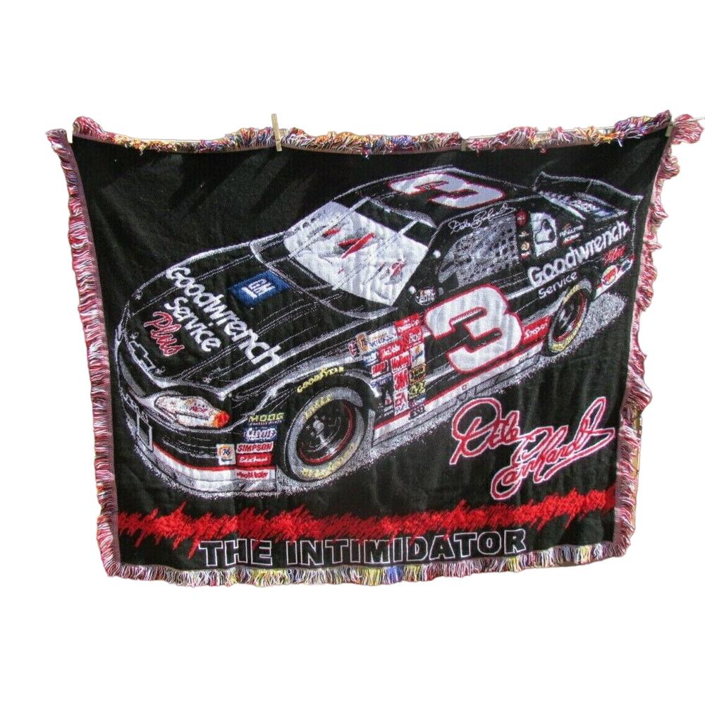 Dale Earnhardt Intimidator NASCAR Racing Blanket Acrylic Northwest Co USA Made